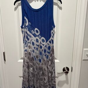Nic & Zoe Blue and Gray Sleeveless Knit Dress